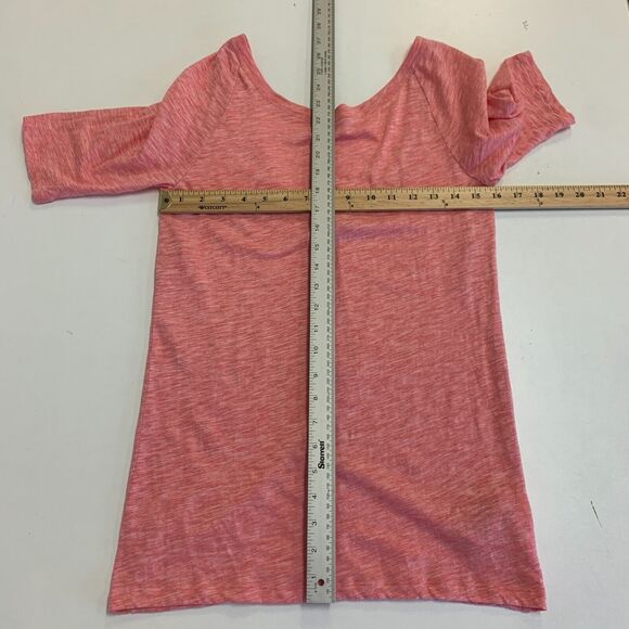 Gap Ballet Pink Tunic Top Womens L Large Mid Sleeves Low Cut Back Cotton Stretch - Picture 6 of 10